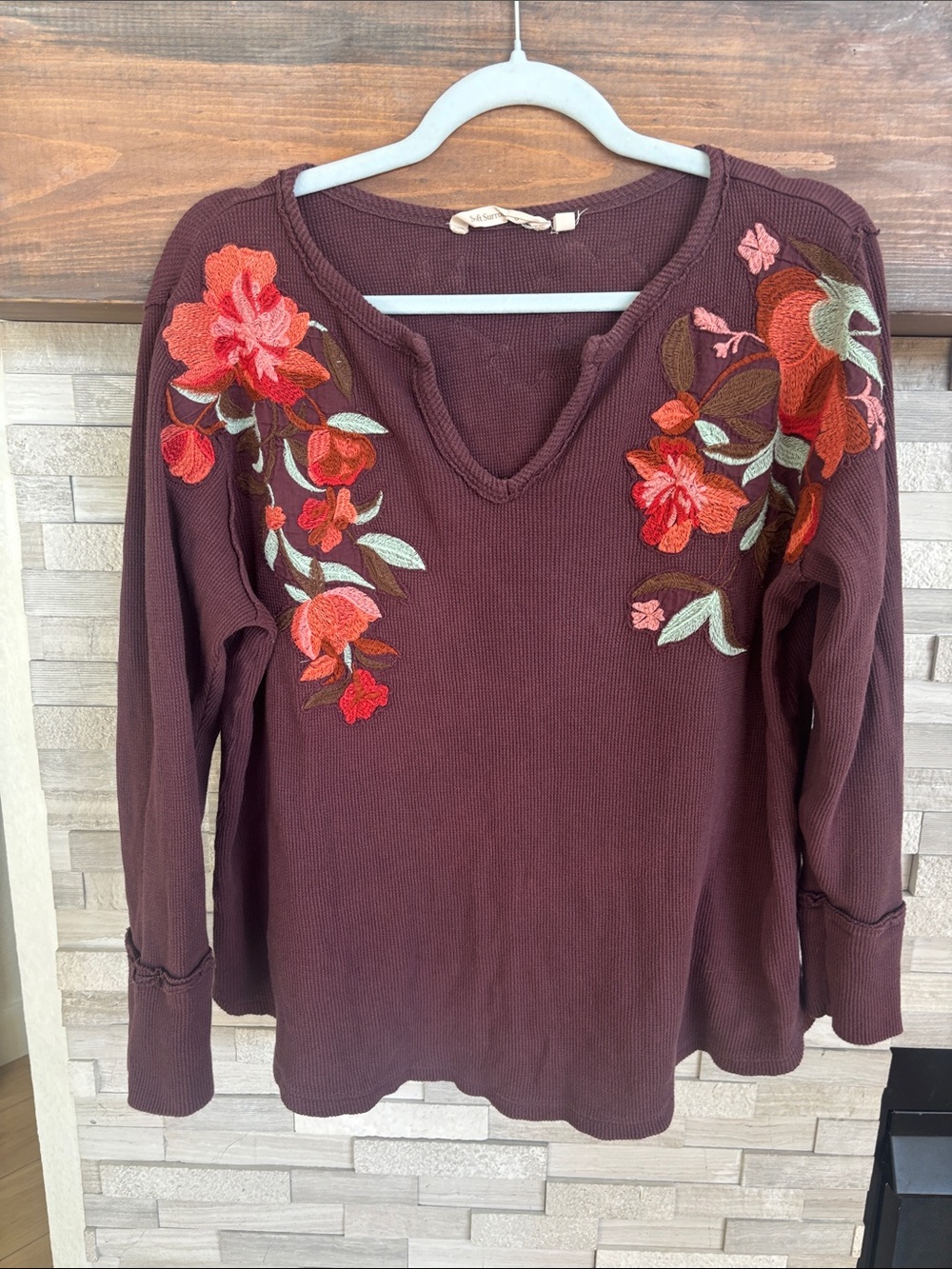 Pre-loved Soft Surroundings  Embroidered V-Neck top